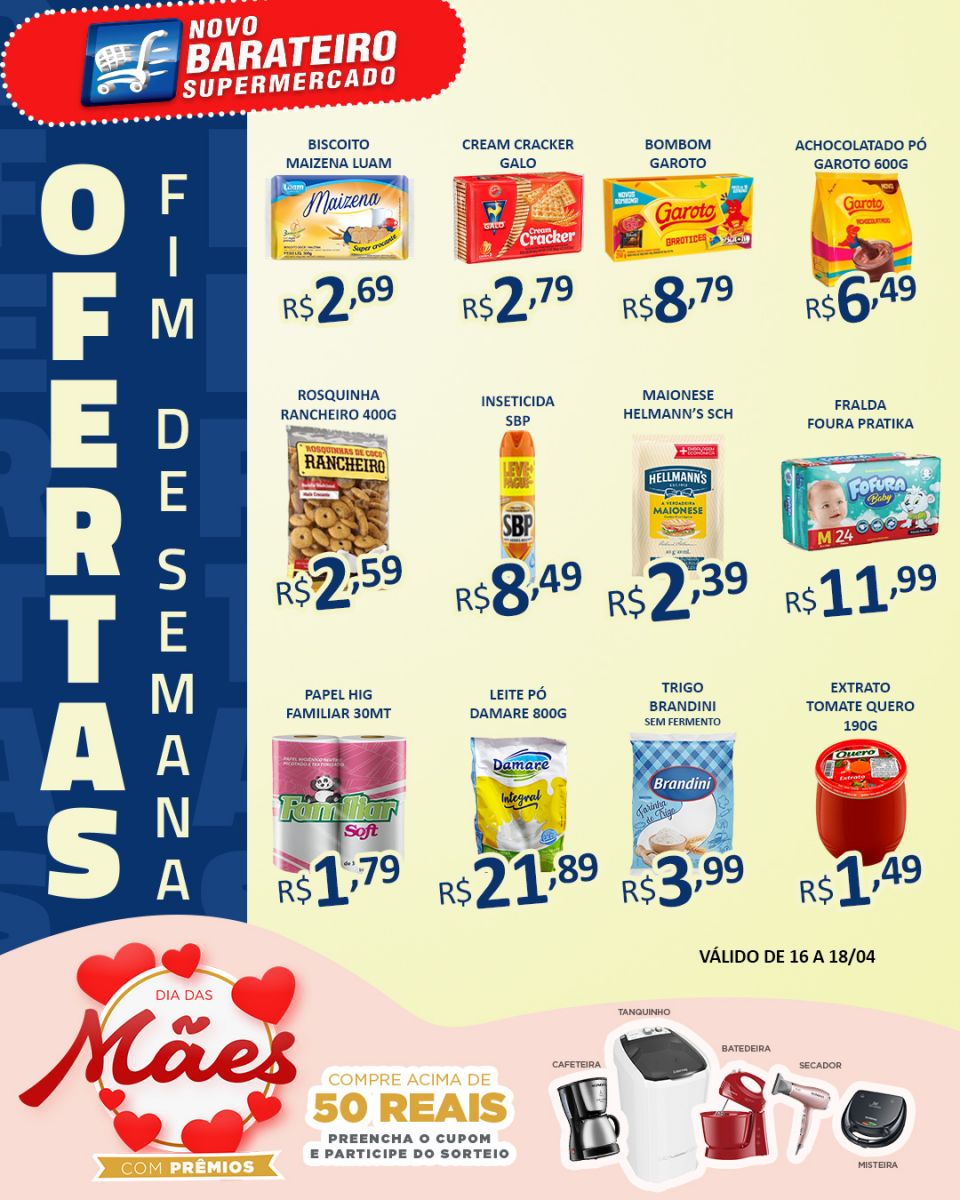 Confira as ofertas do fim de semana do Supermercado Novo Barateiro 