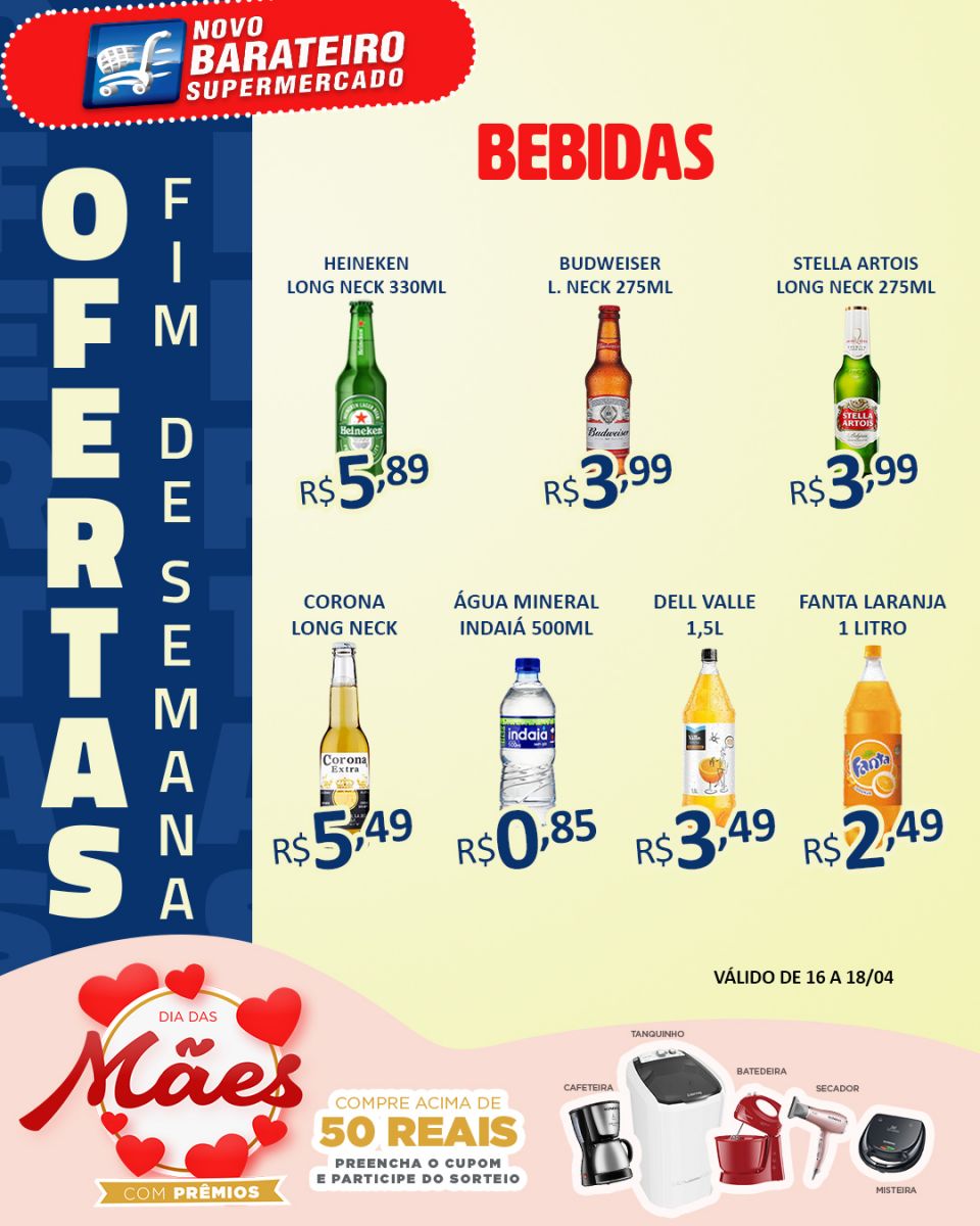 Confira as ofertas do fim de semana do Supermercado Novo Barateiro 