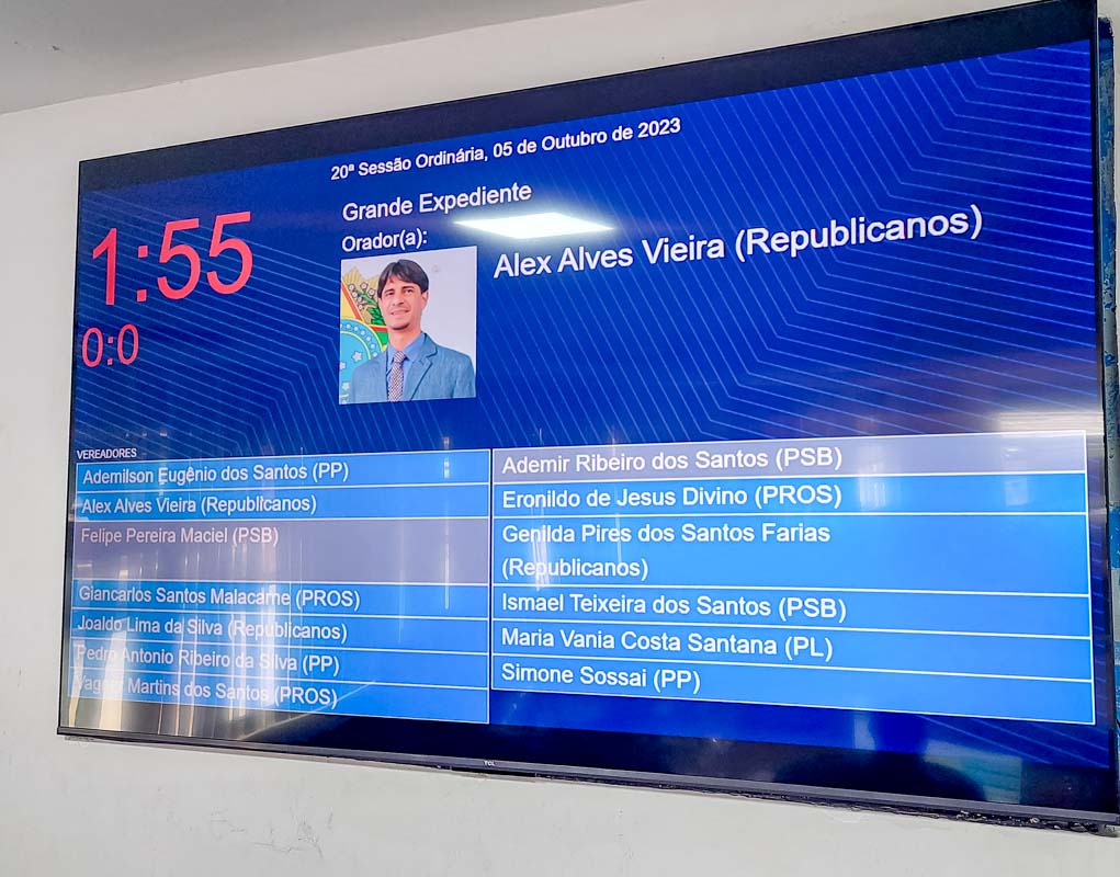 Painel Eletrnico Implementado pela Cmara de Itabela. (Foto: Divulgao)