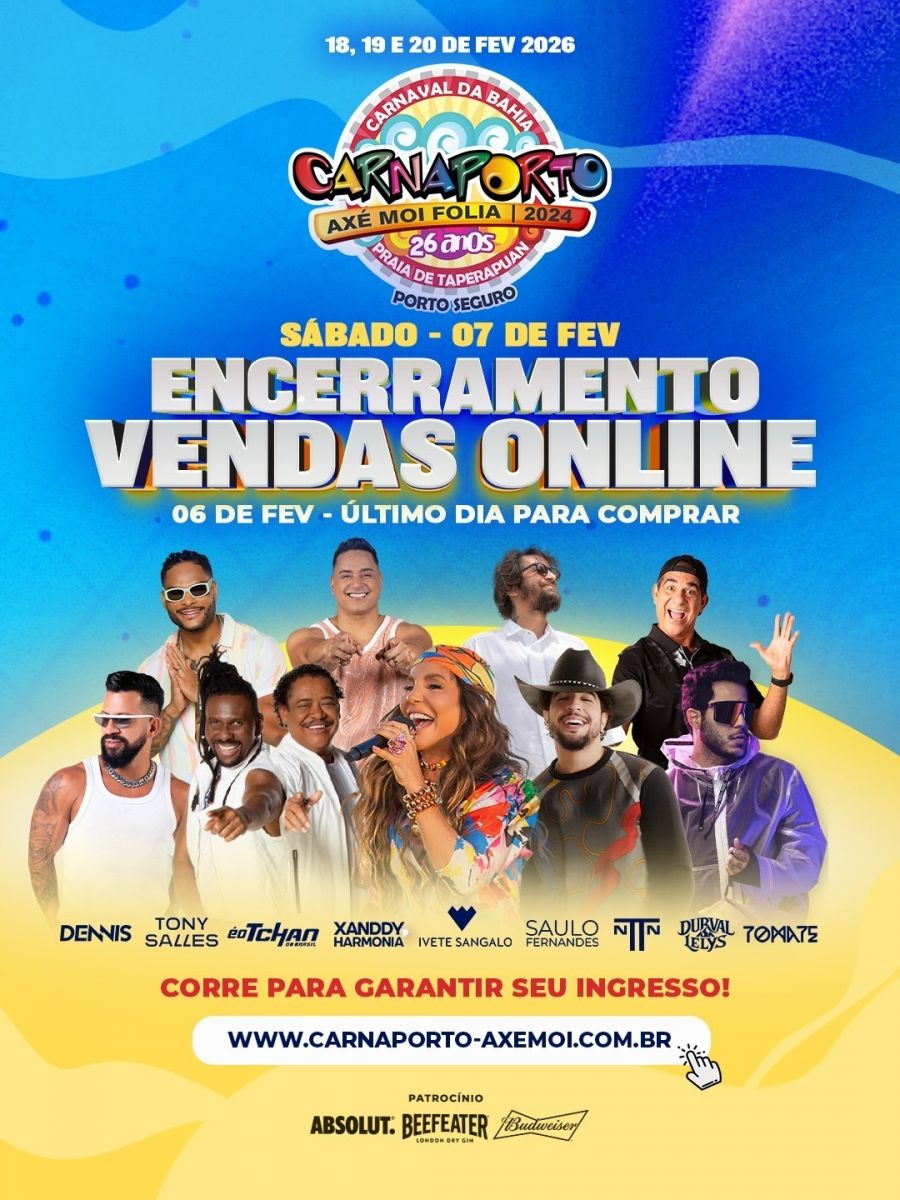 �ltimos dias para compras on-line do Carnaporto Ax� Moi 2026; vendas virtuais encerram em 6 de fevereiro