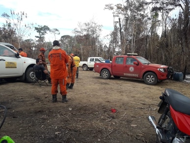 Equipes ajudaram a combater as chamas no Parque do Monte Pascoal. (Foto: Divulgao)