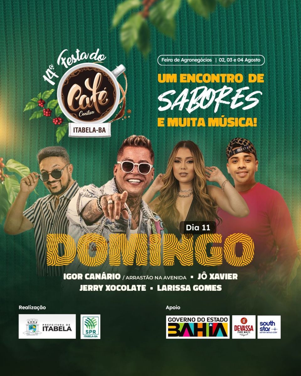 Prefeitura de Itabela divulga a programao completa dos shows musicais da 14 Festa do Caf Conilon - (Foto: Divulgao)