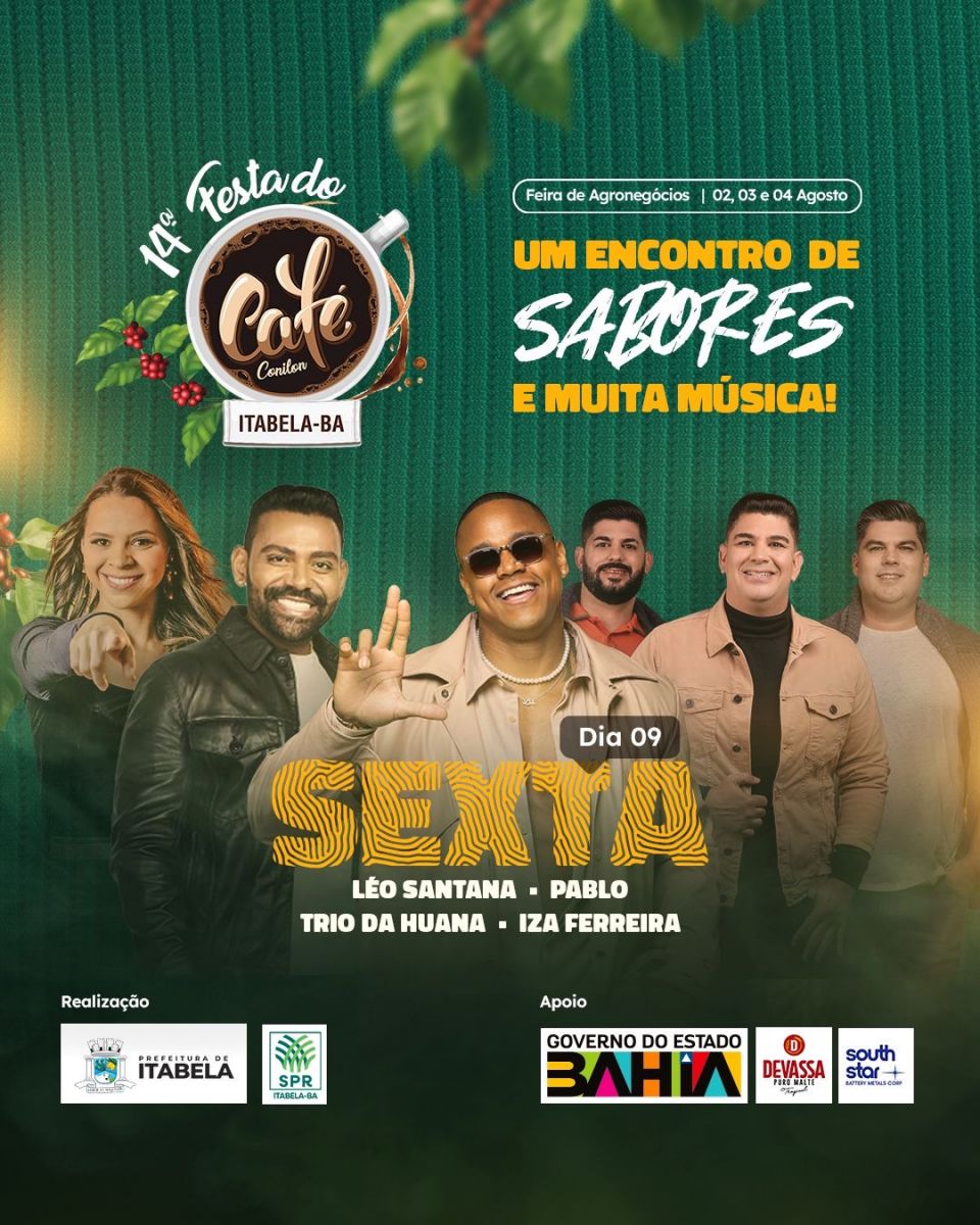 Prefeitura de Itabela divulga a programao completa dos shows musicais da 14 Festa do Caf Conilon - (Foto: Divulgao)