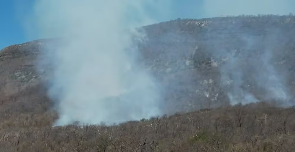 Bombeiros tentam debelar chamas h mais de um ms na Serra do Cip  Foto: Reproduo/TV Globo