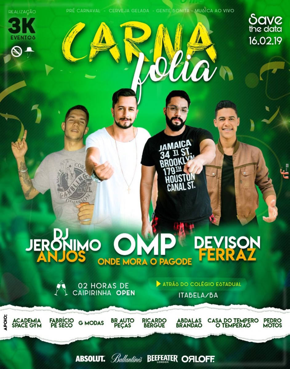 Carna Folia: Carnaval antecipado promete agitar Itabela no dia 16 de fevereiro