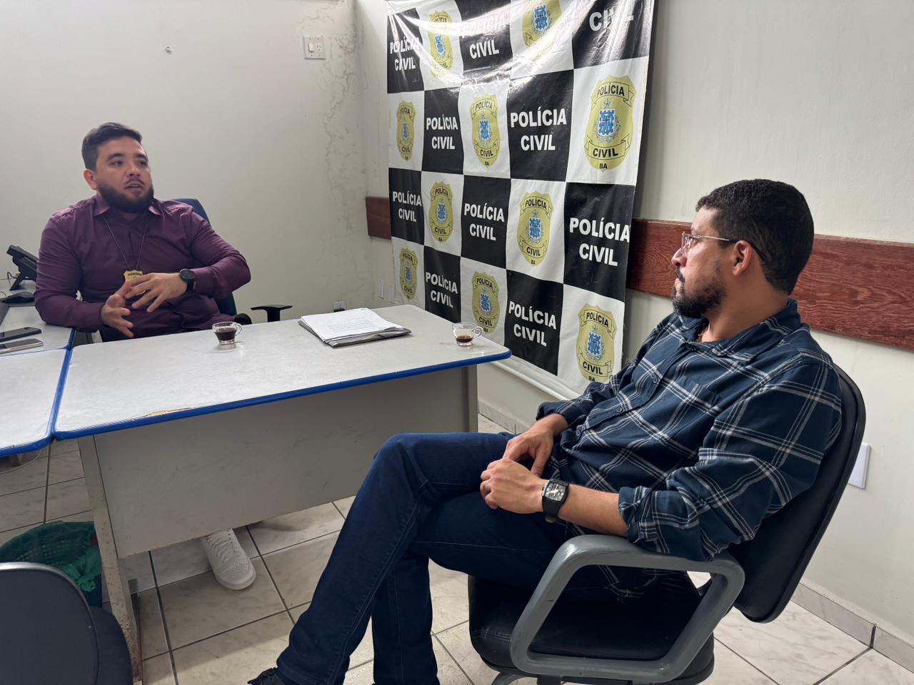 Prefeito Ricardo Flauzino recepciona e d boas-vindas ao novo delegado da Polcia Civil de Itabela