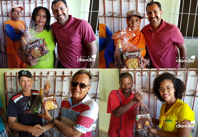 Foram entregues Kits de Natal com Panetone e Espumante. (Foto: Alex Gonalves/BAHIA DIA A DIA)