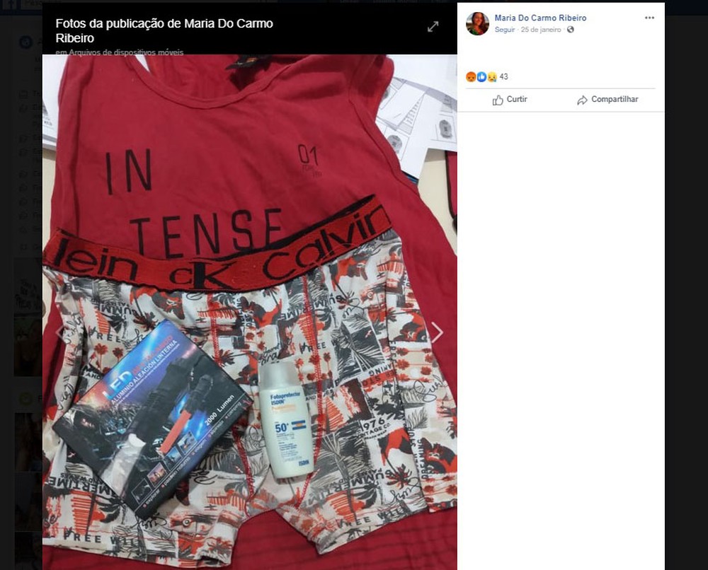 Mulher fala que homem estava com roupa de cor vermelho e usou protetor solar durante crime.  Foto: Reproduo / Redes Sociais